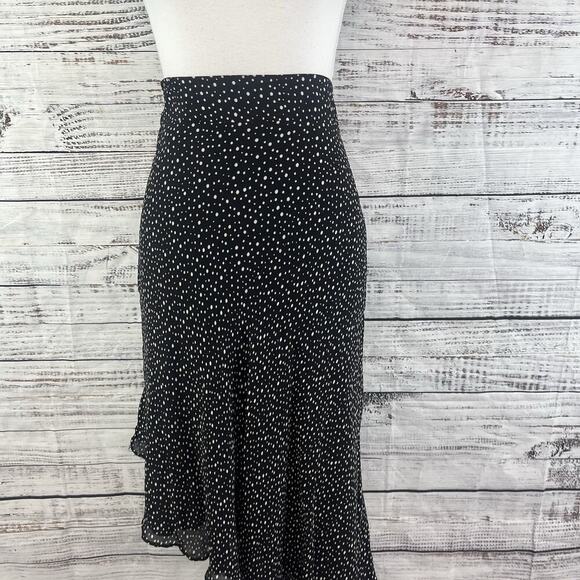 Style & Co Skirt Plus size 18 Black White Polka Dot Bias Knee Asymmetrical Boho - Picture 2 of 9